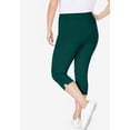 thumbnail image 3 of Woman Within Plus Size Petite Capri Pull-On Stretch Knit Cotton Spandex Leggings, 3 of 6