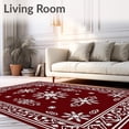 thumbnail image 2 of ODIKA 5'x7' Machine Washable Non-Slip Area Rug, Joyful Winter Wonderland Crystal Decorative Tapestry High Traffic Rug with Pad, Red, 605616, 2 of 8