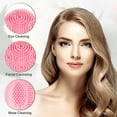 thumbnail image 3 of Unique Bargains Silicone Facial Cleansing Brush Multifunction Handheld Face Scrubber for Skincare Pink White 6.30"x1.57", 3 of 7
