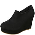 thumbnail image 2 of OKBOP Women's Wedge Boots Side Zip Round Toe Stability Foam Cushioning Black Stylish Women's Boots Sizes 41, 2 of 4