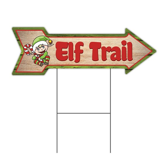 SignMission C-ARROW12-DS-999881 12 x 36 in. Corrugated Plastic Double Sided Arrow Sign - Elf Trail