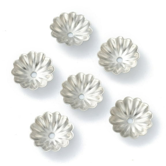 50pcs Non-304 Stainless Steel Bead Caps Multi-Petal Flower Stainless Steel color 10.5x3mm Hole: 1.2mm