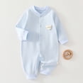 thumbnail image 2 of YDFCWX Baby Clothes Colorful Printed Crewneck Long Sleeve Bodysuit Casual Fall Romper Unisex Outfit Blue,0-3 Months, 2 of 8