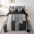 thumbnail image 2 of Homewish Modern Geometric Artistic 7 Pieces Bedding Comforter Set,Chic Cheetah Pattern Full Bedding Set,Gray Zebra Stripe Fitted Sheet Flat Sheet For Boys Teens,Ultra Soft Home Decor Reversible, 2 of 8