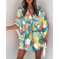 thumbnail image 6 of Women's V-Neck Tie Printed Beach Dress, 6 of 11