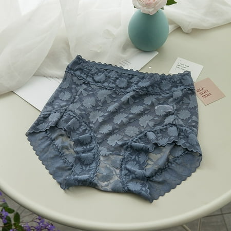 Goodeals High Rise Briefs for Women Tummy Control Undies Comfort Full Coverage Daily Panty Ladies Elegant Pretty Lace Lingerie(Blue XXXL)Savings Clearance 2077!
