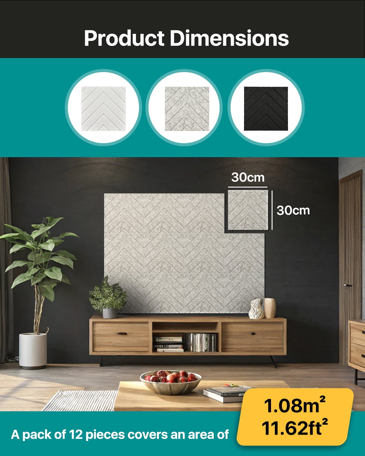 Soundsbay Soundproofing Panels, Self-Adhesive Acoustic Panels 12"x12"x0.4", 12 Pack White Sound Proof Panels for Walls, Door, Ceiling, Home Office