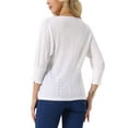 thumbnail image 3 of INSPIRE CHIC Women's Batwing 3/4 Sleeve Tops Summer Casual Eyelet Blouse Crewneck Tunic T-Shirts M White, 3 of 6