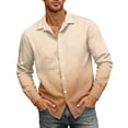 thumbnail image 2 of CCRFTGI Men's Shirts Button Down Long Sleeve Business Casual Dress Shirt Wrinkle Free Stretch Lightweight Texture Light Brown 5XL, 2 of 5