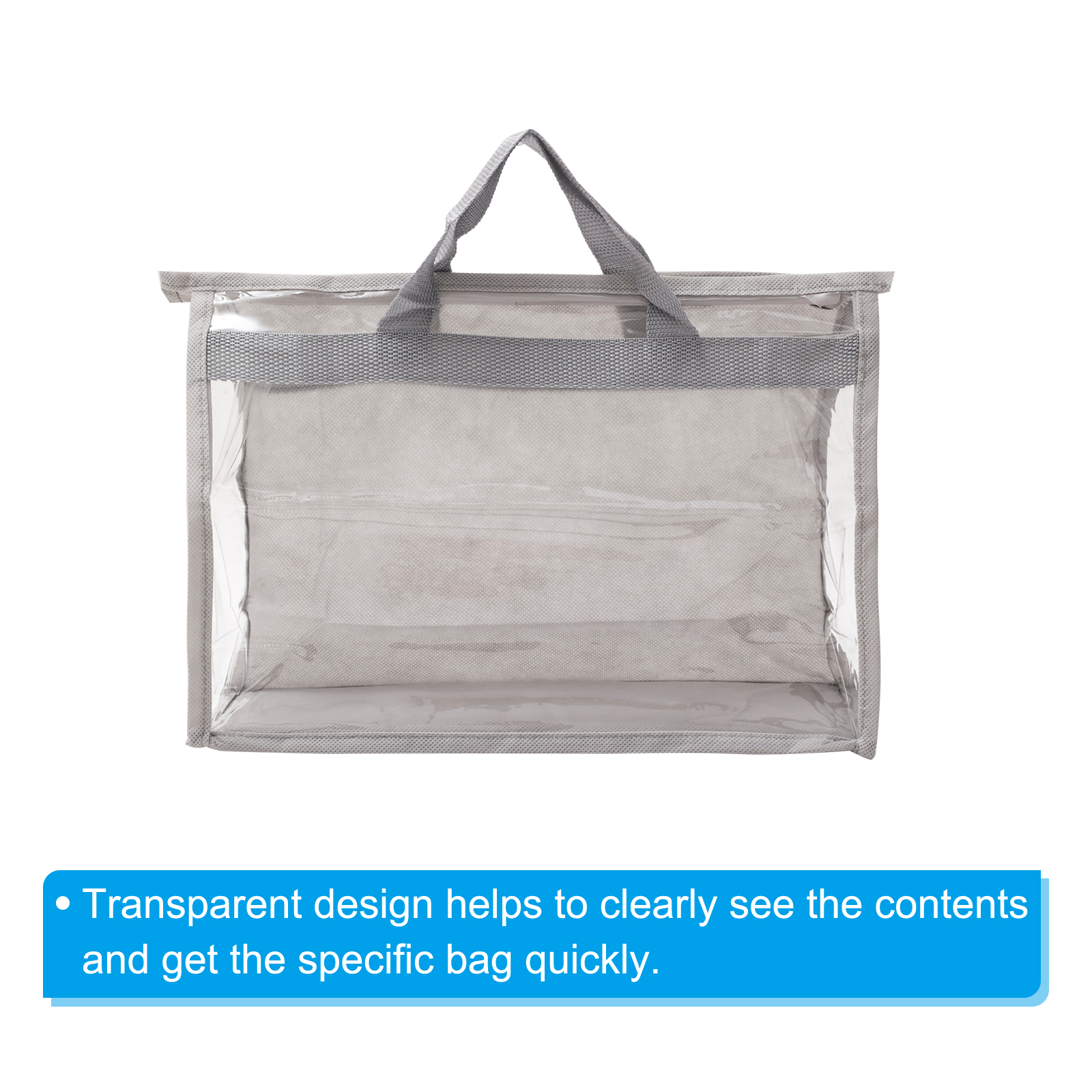 Unique Bargains Clear Purse Storage Organizer Dustproof Cover Light Gray S