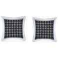 thumbnail image 2 of Bling Jewelry Mens Men's Black Square CZ Stud Earrings, Micro Pave Zirconia, Silver Screw Back, 2 of 5