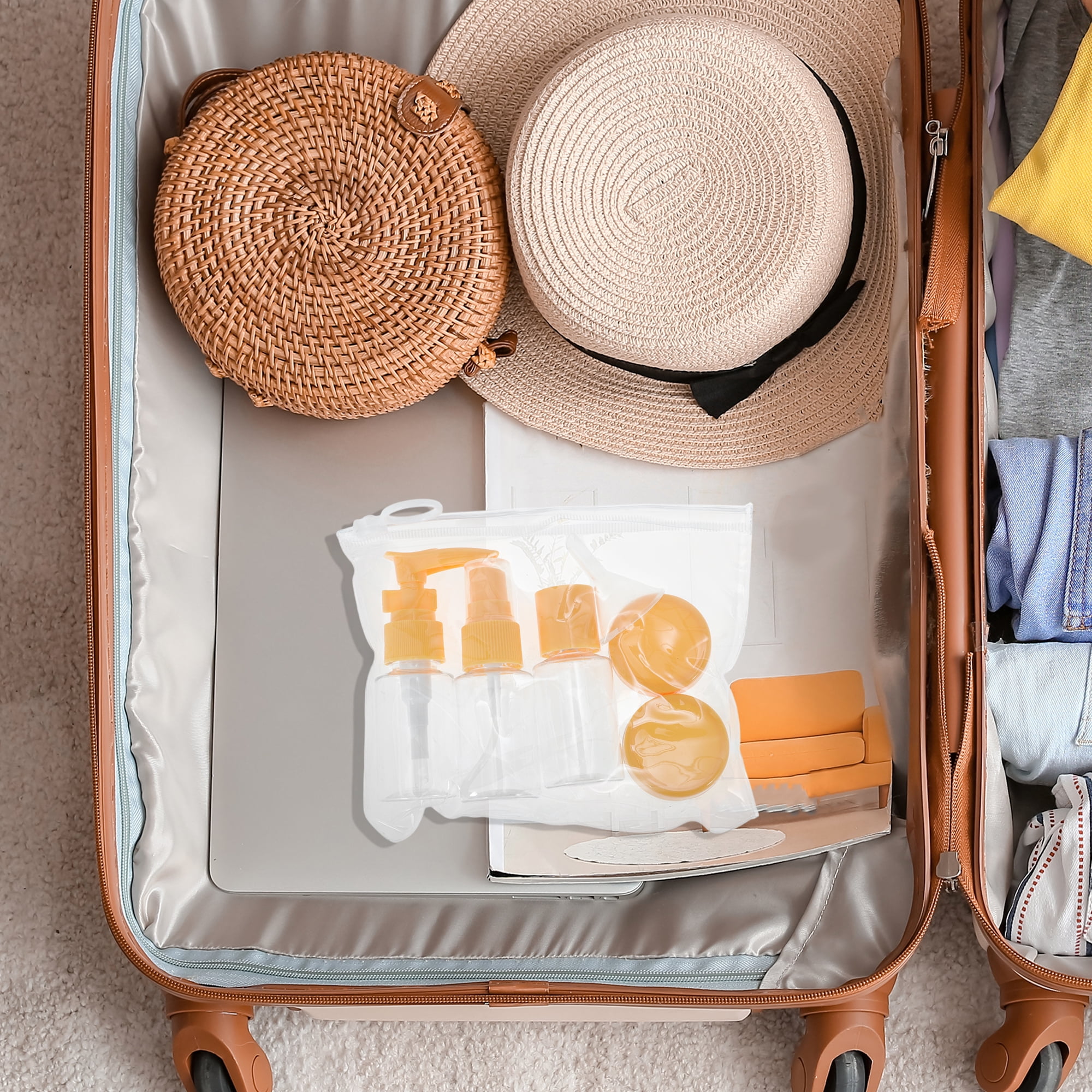 Unique Bargains Travel Container Set 7 Pc Orange