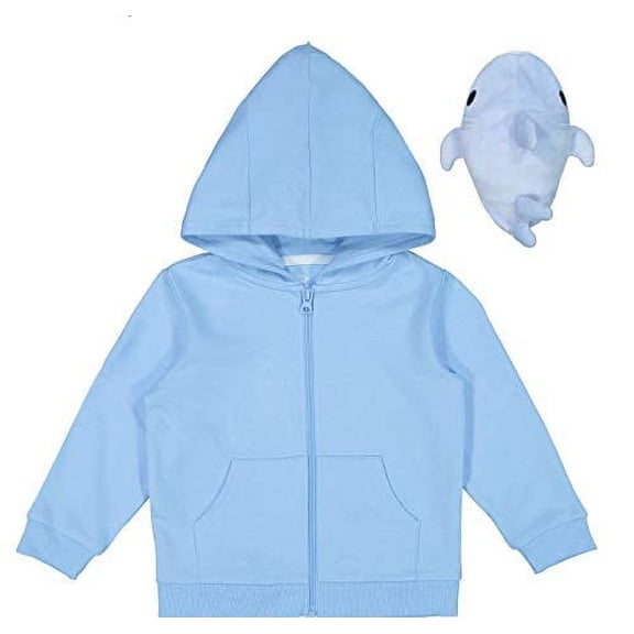 Girls/Boys' 2T-5TAnimal Critters Packable Plush Zip Up Hoodie (Shark, 4t)