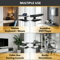 thumbnail image 4 of CondoMounts Floating TV Stand | Pillar & Wall mounted Glass Shelf | Holds 40lbs | Under TV Shelf for TV Box, Cable Box, Gaming Console | Projector Shelf | Electronics Shelf | Laptop Mount, 4 of 10
