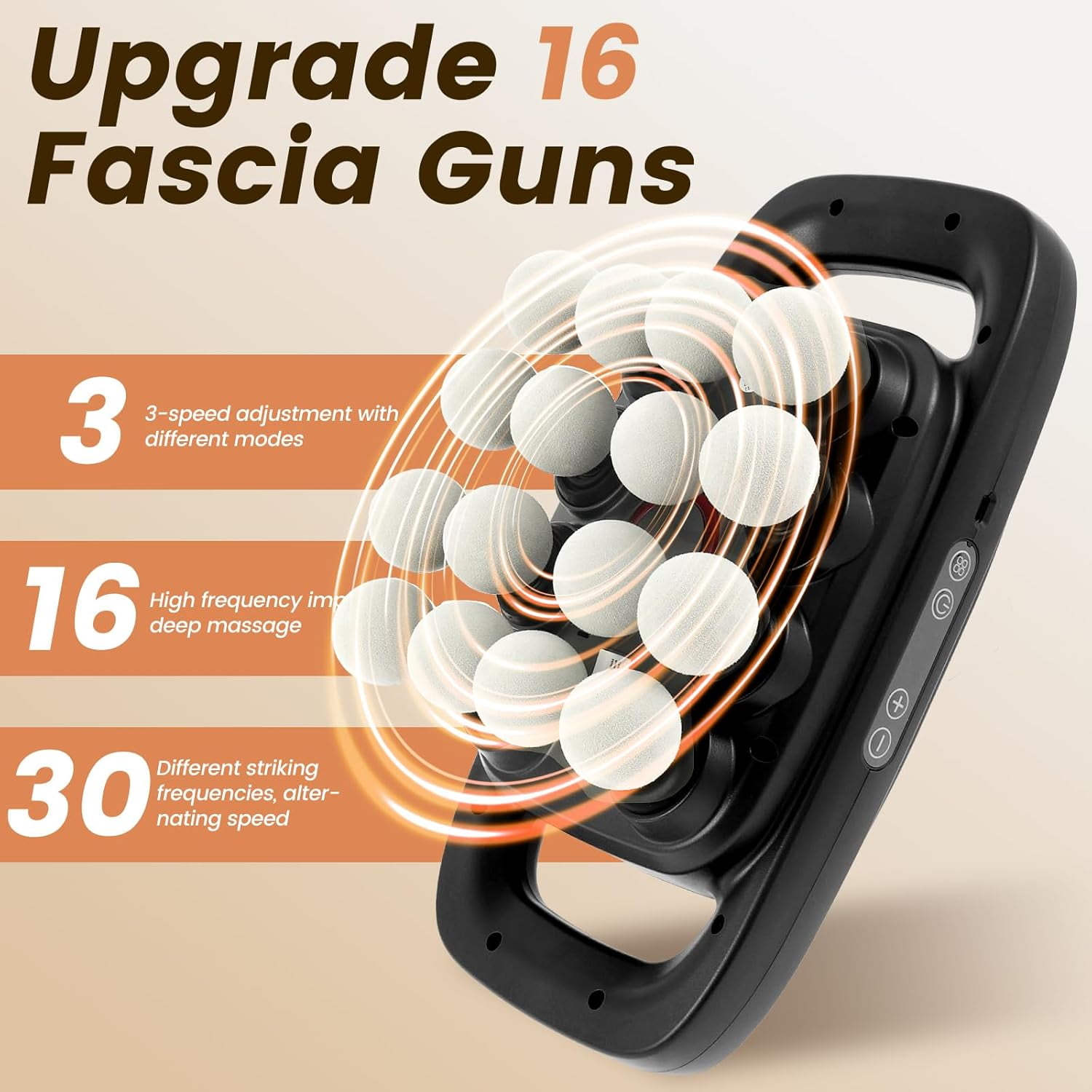 16 Heads Electric Muscle Massage Gun with 3 Modes 30 Intensities for Deep Tissue Pain Relief