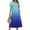 Dark Blue, variant on Summer Dress for Women, Round Neck Pleated Midi Gradient Ombre Midi Sundress, Artistic Gradient Tunic Dress, Fashionable Rainbow Design Women Clothing (Blue XXL)