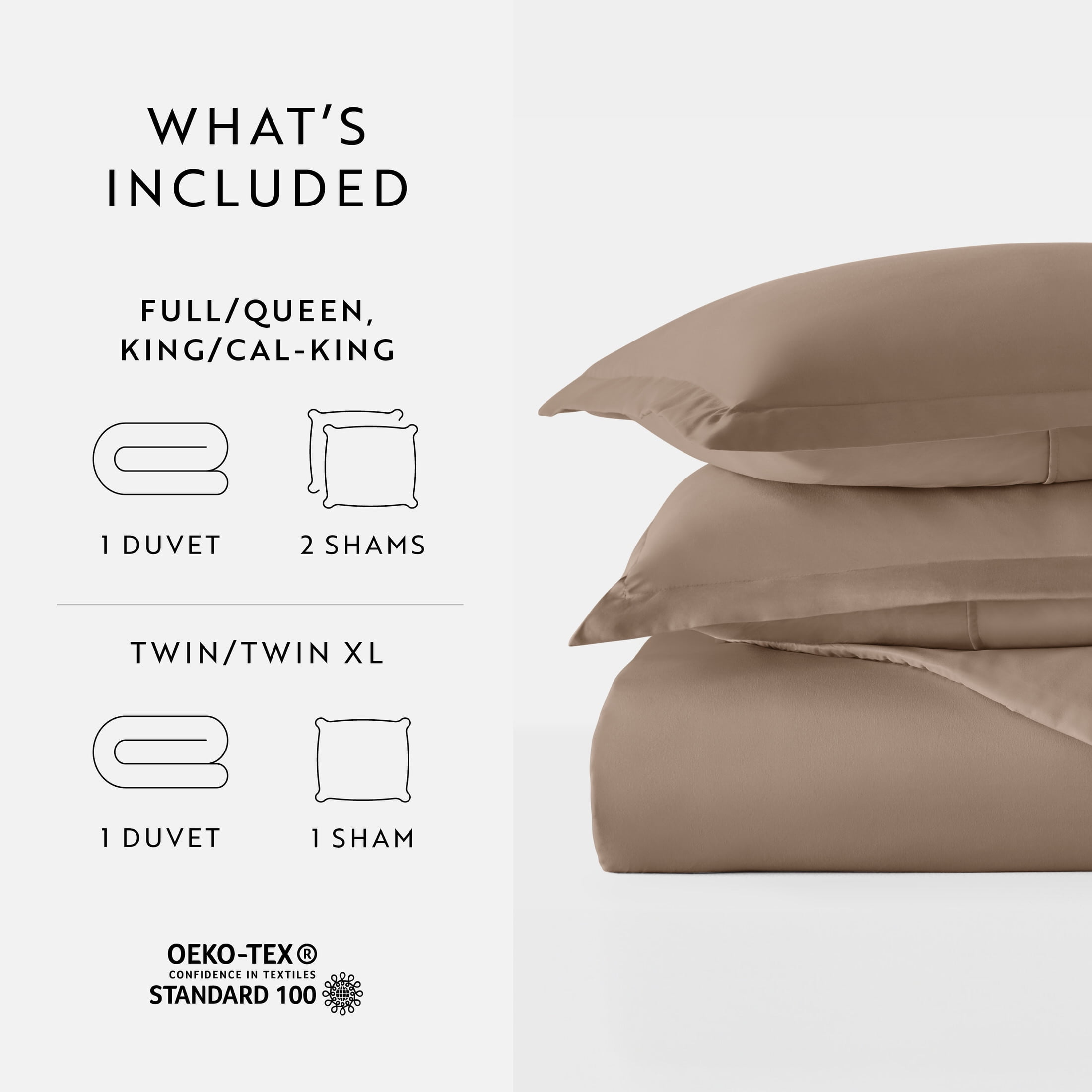 Noble Linens 3-Piece Taupe Duvet Cover Set, King/Cal King