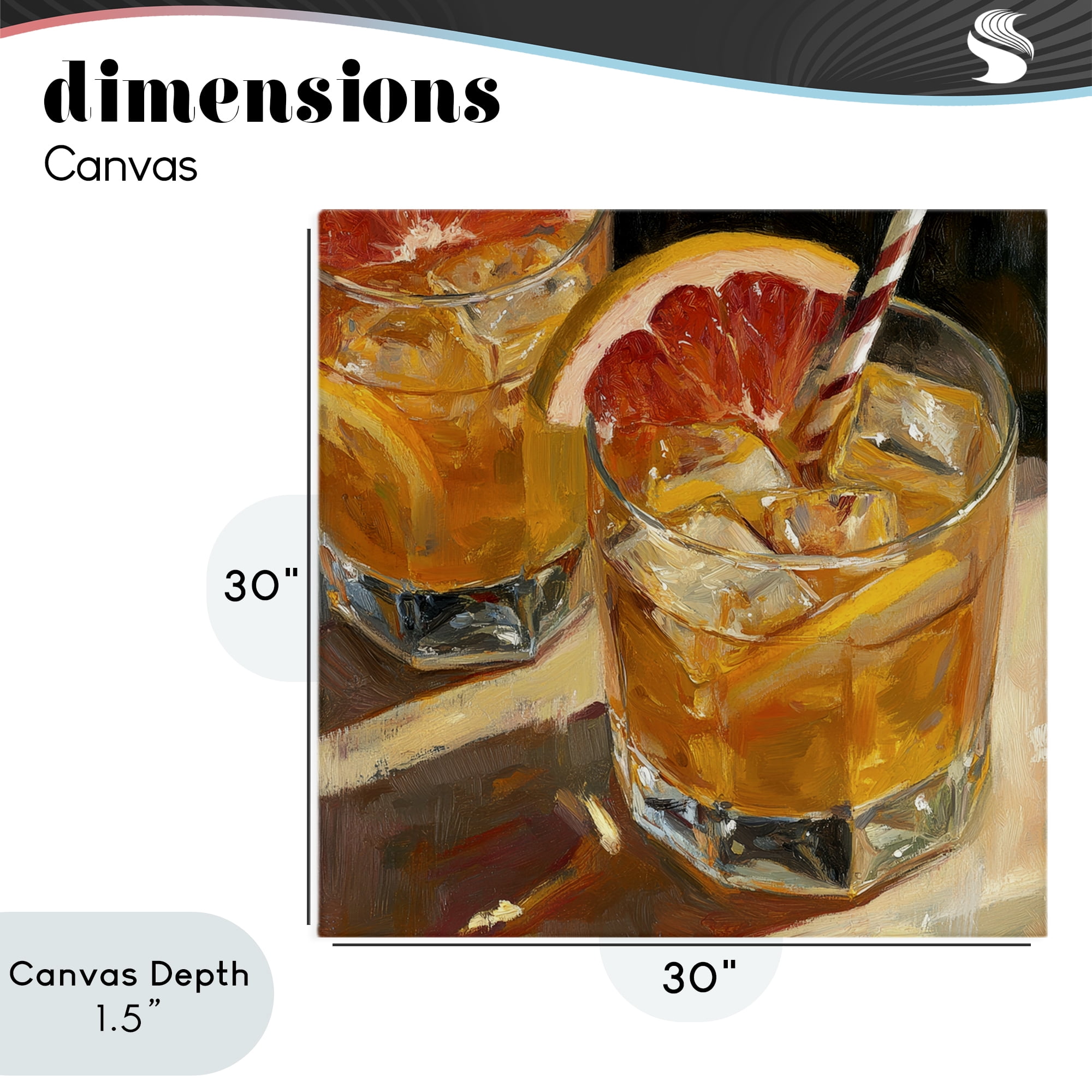 Stupell Industries Grapefruit Cocktail with Ice Cubes Canvas Wall Art, design by Petal Prints Design