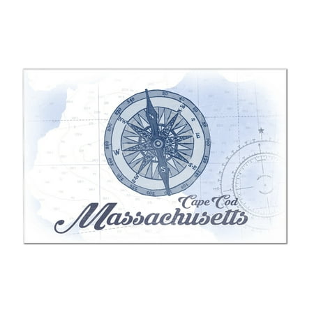 Cape Cod, Massachusetts - Compass - Blue - Coastal Icon - Lantern Press Artwork (24x16 Acrylic Wall Art Gallery Quality)