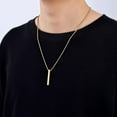thumbnail image 3 of Pendant Necklace for Men, Silver Tone/Gold Plated/Black Mens Penddant Necklaces with 2.5 mm Box Chain, Stainless Steel Bar Chain, 18-28 Inches, 3 of 12