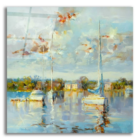 Epic Art 'Coastal Calm' by Kasia Bruniany Acrylic Glass Wall Art, 12"x12"