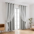 thumbnail image 5 of 2-in-1 Double Layer Star Lace Blackout Curtains, Thermal Insulated Soundproof Soft Sheer Liner, Light Blocking UV Resistant Easy Hang for Bedroom Living Room Nursery Home, Gray, 5 of 6