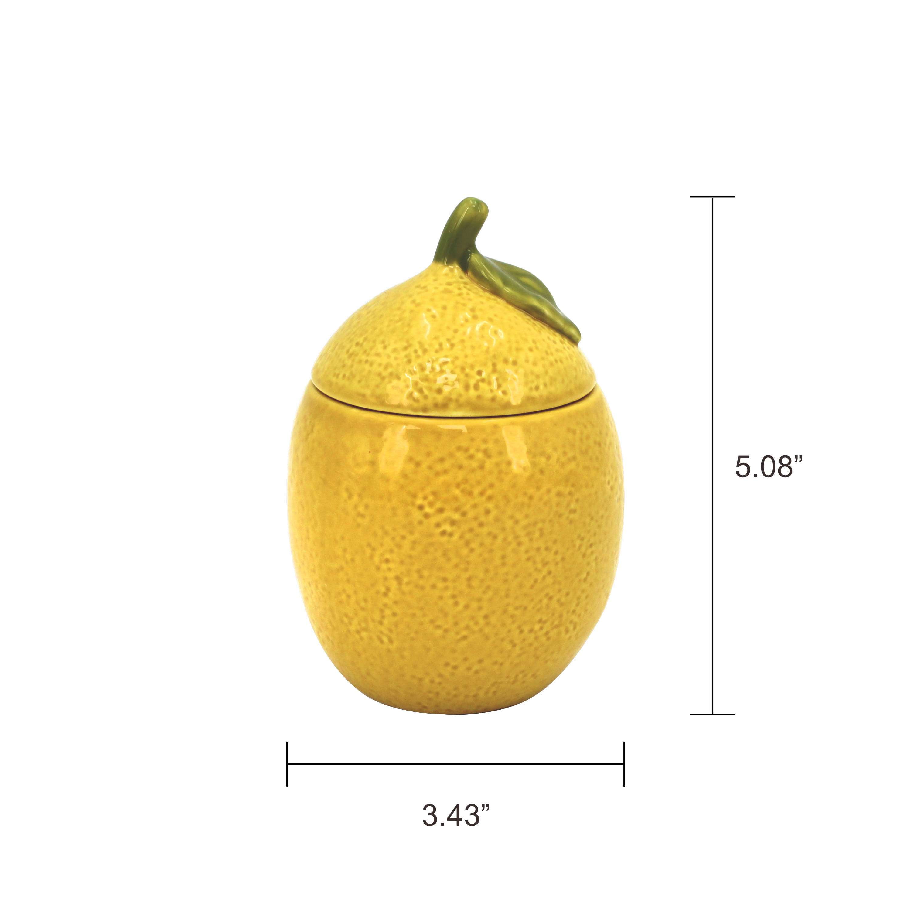 Better Homes & Gardens Ceramic Lemon Fruit Candle, Lemon and Mint Scent, 6 oz, Single Wick