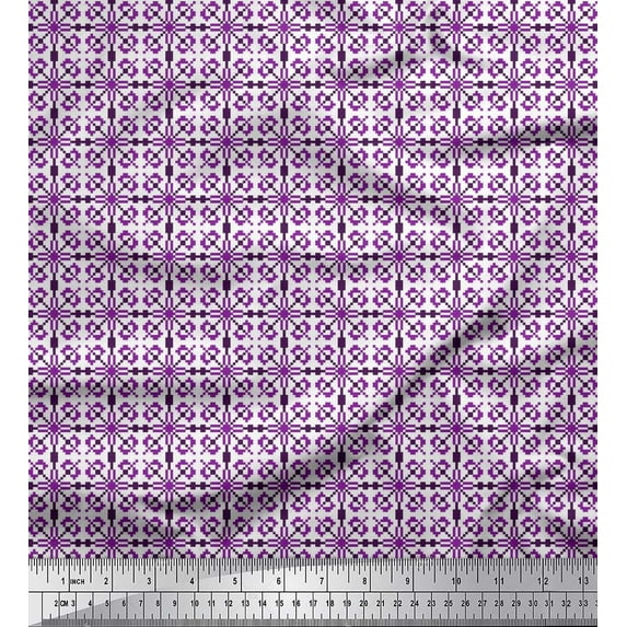Soimoi Polyester Crepe Fabric Geometric Small Print Fabric by The Yard 52 Inch Wide