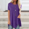 thumbnail image 2 of Landzoo Women'S Tees Solid Color Short Sleeve Crew Neck T Shirt Summer Quick Dry Women Shirt Size S Purple, 2 of 6