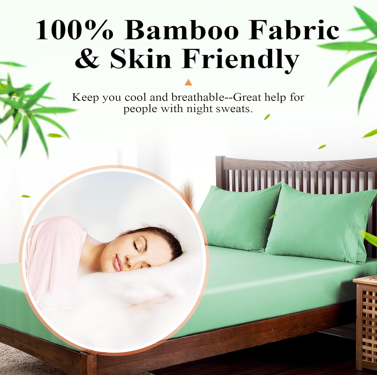 Bamboo Viscose Fitted Sheet 1 Pack Twin Size Only,400 Thread Count,8-16" Deep Pocket,Bottom Sheet Colorfast Soft & Silky & Breathable(1 Fitted Sheet Only, Sage Green, Twin)