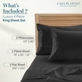 thumbnail image 3 of Casa Platino 100% Egyptian Cotton Sheets King Size Bed Set – Buttery Soft & Silky Sateen Weave for Winter Sleep Comfort, Snug Fit 15" Deep Pocket, Hotel Comfort at Home – Black, 3 of 8