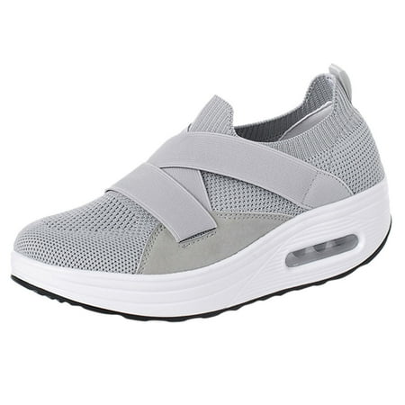 

Deals of The Day Clearance Dvkptbk Sneakers for Women Women s Shoes Women Shallow Wedges Rocking Shoes Thick Soled Walking Casual Sports Shoes Gray 5.5