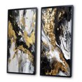 thumbnail image 3 of Designart "River of Joy Abstract in Gold, Black, and White I" Abstract Painting Framed Wall Art Set Of 2 - Modern Gold Gallery Wall Frame Set For Home Decor, 3 of 6