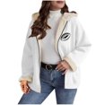 thumbnail image 2 of Ailaofu Women's Plus Rope Detail Oversized Hoodie Sherpa Zip Up Jacket, 2 of 7