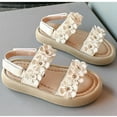 thumbnail image 6 of Piuwrlz Versatile Glitter Espadrilles Sandals for Little Girls Peep Toe Shoes Lace-Up New Dress Flats White Size 26, 6 of 8