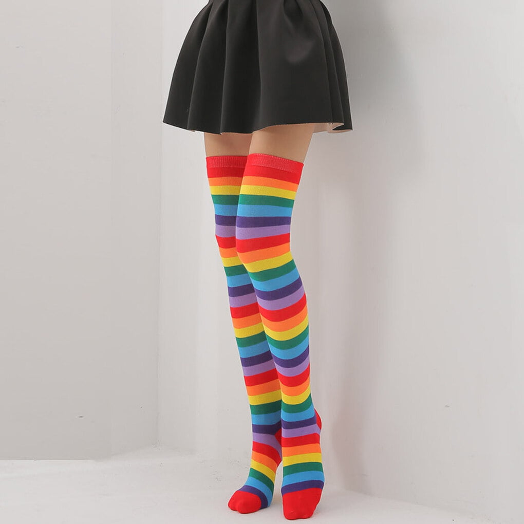 Destyer Thigh High Socks Over The Knee Socks Striped Knee High Socks for Women Teen Girls, Kids Unisex, Size: 20.86 x 7.87, Black