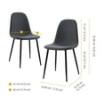 thumbnail image 5 of Teamson Home Minimalist Fabric Chair Seating Dark Grey Fabric Black Legs Set of 2 For Kitchen Dining Living Room Reading Bedroom Office, 5 of 6
