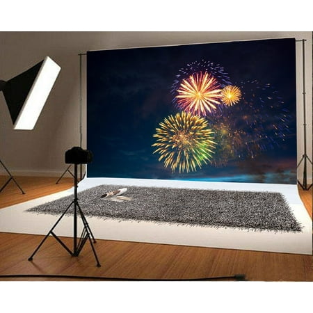 Image of GreenDecor 7x5ft Photography Backdrop Dreamy Fireworks Night Scenery Holiday Celebrate Children Baby Kids Video Studio Photos Shooting Props