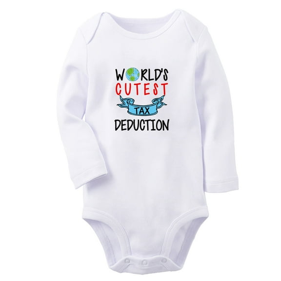 World's Cutest Tax Deduction Funny Rompers, Newborn Baby Unisex Bodysuits, Infant Jumpsuits, Toddler 0-12 Months Kids Long Sleeves Oufits (White, 6-12 Months)