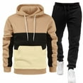 thumbnail image 2 of QHRMKOG Men Sweatsuits Sets Casual Long Sleeve Color Block Hoodies and Sweatpants Tracksuits Big and Tall Pullover Jogging Set Trendy Workout Outfit Brown 3XL, 2 of 5