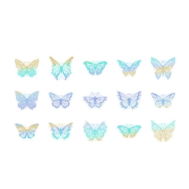 45pcs Holographic Stickers - Vintage Butterflies, Magic Transparent Designs for Scrapbooking, Bullet Journals, Planners, Phone Cases & More!