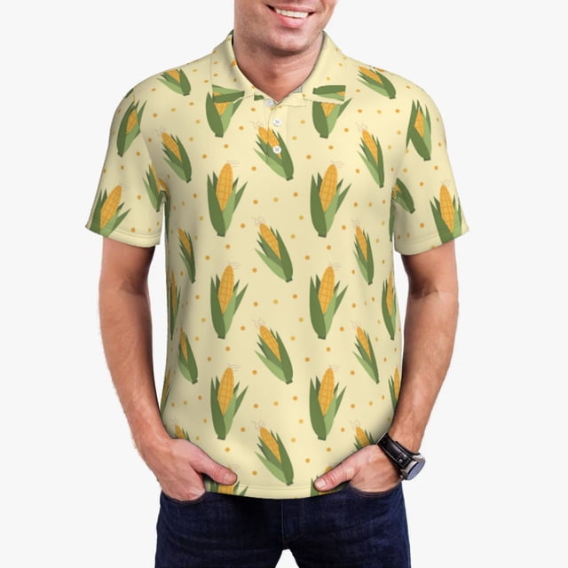 Balery Yellow Corn Camisa Polo de Hombre con Estampado, de Manga Corta y Tejido Medio, Camisa Tipo Golf Polo-4X-Large