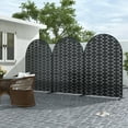 thumbnail image 2 of MAYEERTY 72*47" Outdooe Black Arched Metal Freestanding Sheet Privacy Panel Screen, Brick Pattern, 2 of 5