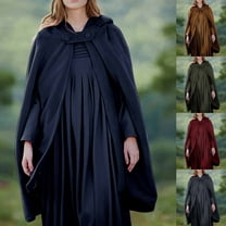 Lovskoo Women Trench Coat Cape Open Front Cardigan Jacket Shawl Cape Cloak Longline Robe Jacket Outwear Dark Blue