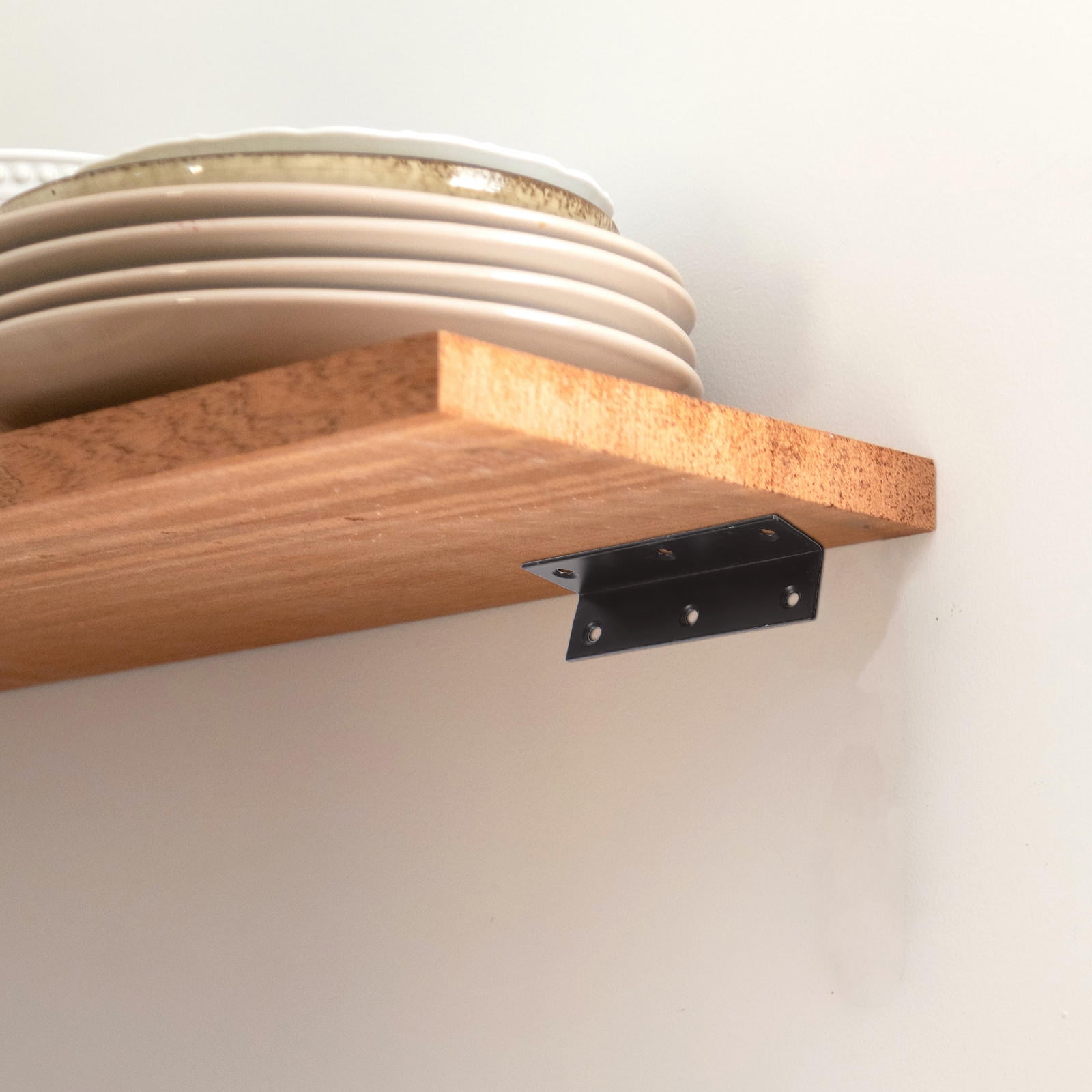WHAMVOX 4-Pack Heavy Duty L-Shaped Angle Iron Shelf Brackets, Strong Right Angle Support Hardware for Wood Shelving