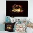 thumbnail image 3 of Designart 'Sexy Golden Metallized Woman Lips IV' Modern Framed Art Print, 3 of 4