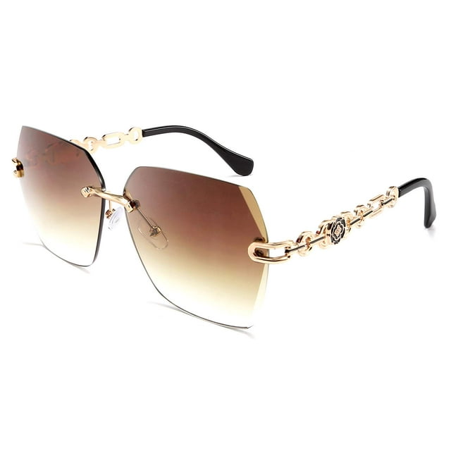 Gafas de sol FEISEDY Clásicas Sin Montura B2567 con Montura Metálica para Mujer