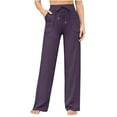 thumbnail image 1 of Timegard Wide Leg Yoga Pant for Women Drawstring High Waist Sports Pants Solid Color Athletic Trousers with Pockets, 1 of 4