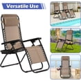 thumbnail image 4 of Dkelincs Zero Gravity Chair Set of 2 Adjustable Folding Lounge Chair Outdoor Beach Camping Chair with Pillow and Cup Holder, Tan, 4 of 7