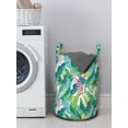 thumbnail image 3 of Tropical Laundry Bag, Watercolor Hawaiian Foliage Composition Fern and Monstera Leaves Exotic Nature, Basket with Handles Drawstring Closure for Laundromats, 13" x 19", Multicolor, by Ambesonne, 3 of 4